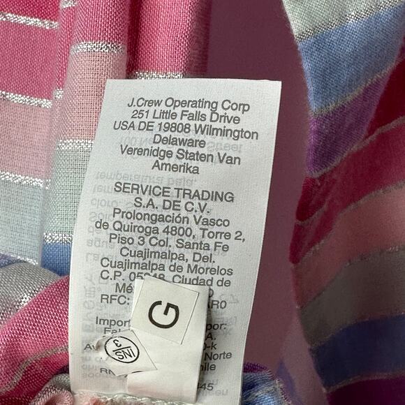 J. Crew Womens Peasant Top Size XXS‎ Metallic Pastel Striped Tassel NWOT Boho - Picture 9 of 10